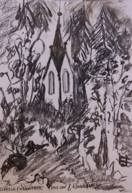 Kapelle Riedertal (Kohlezeichnung) 40x30
